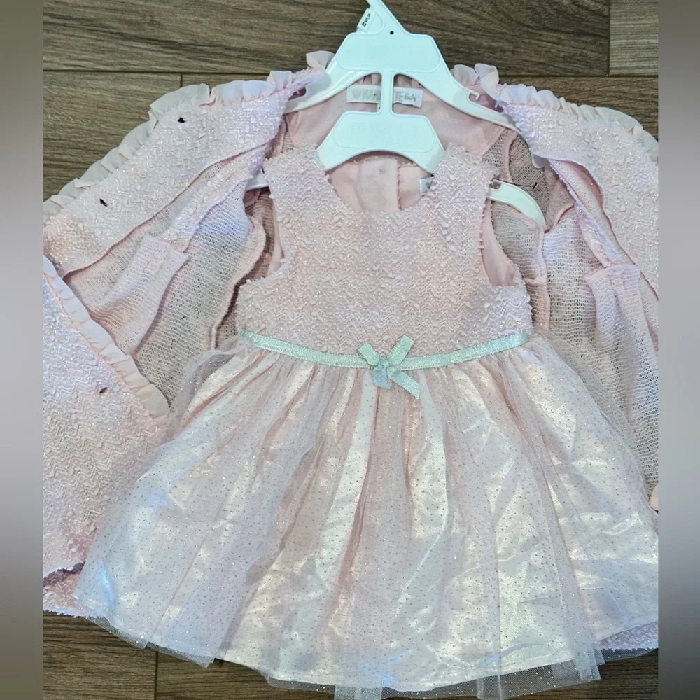 ⭐️Final Sale⭐️NWT! Nannette Baby Two Piece Pink Ivory Dress Coat and Dress